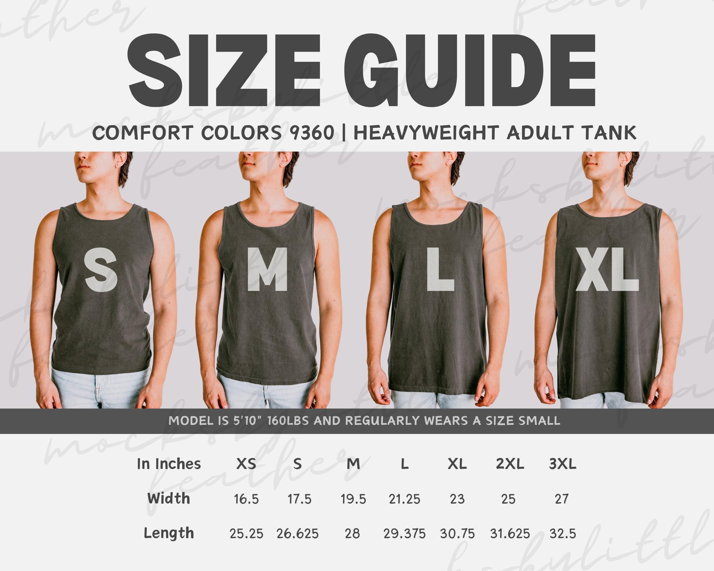 Comfort Colors 9360 Size Guide, Tank Top Sizing Information, C9360