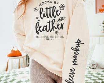 Comfort Colors 1466 Ivory Mockup, 1466 Sleeve Mockup, Comfort Colors Sweatshirt Mockup, Lightweight Crewneck Mockup, 1466 Size Chart