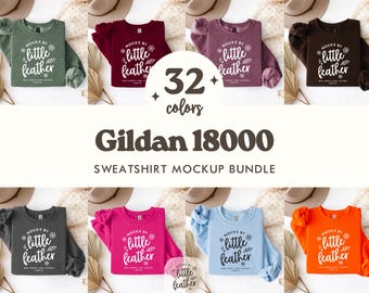 Gildan 18000 Crewneck Sweatshirt Mockup Bundle | Boho Aesthetic Folded Flat Lay View