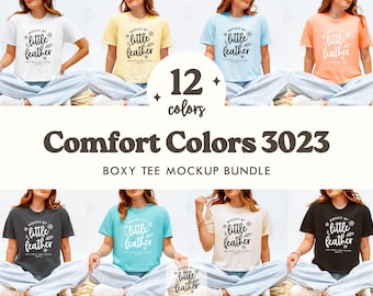 Comfort Colors 3023CL Shirt Mockup Bundle | C3023 Boxy Tee - 12 Popular Colors | Real Model, No Ai