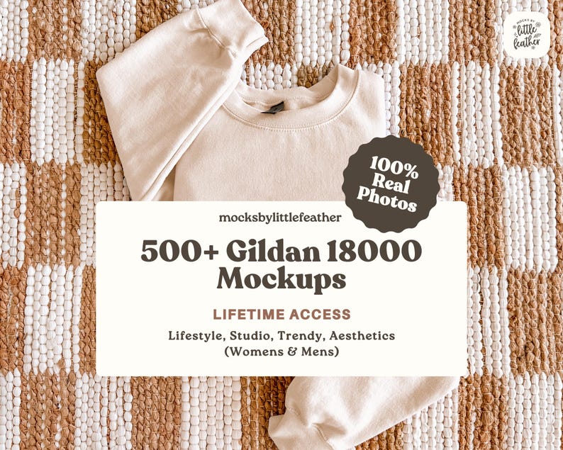Gildan 18000 Lifetime Access Mockup Bundle. G180 Crewneck Sweatshirt mockups by MocksByLittleFeather.