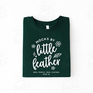 Bella Canvas 3001 Flat Lay Mockup (Color: Forest) | BC3001 Folded T-Shirt Mockup | Real Product, No Ai