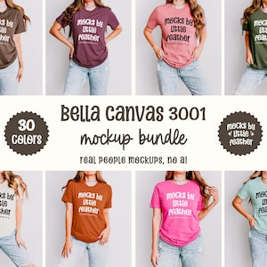 Bella Canvas 3001 T-Shirt Mockup Bundle | BC3001 Shirt Mock-Up | Ausgestattet T-Shirt Mock Up | Echtes Menschmodell | Einfache trendige Ästhetik