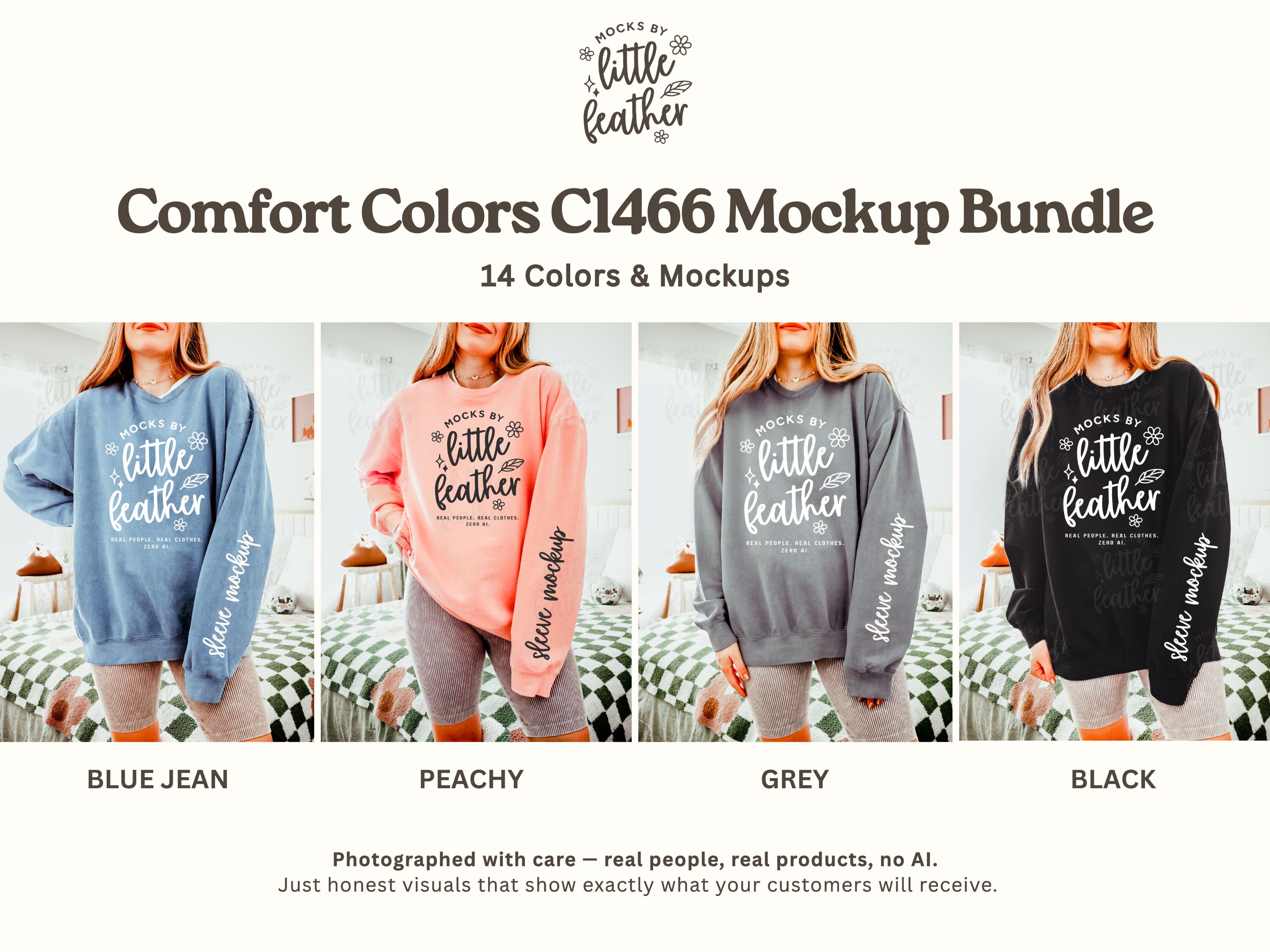Comfort Colors 1466 モックアップバンドル、1466 スリーブモック 
