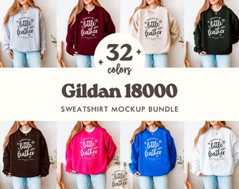 Gildan 18000 Sweatshirt Mockup Bundle | G180 Mockup - 32 Popular Colors | Real Model, No Ai