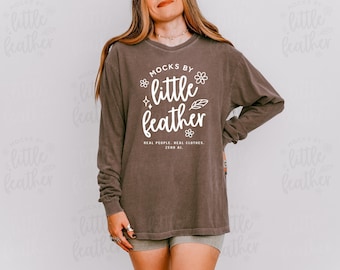 Comfort Colors 6014 Espresso Long Sleeve Shirt Mockup | C6014 Brown TShirt Mock | Real Model Mock-Up | Simple Trendy Oversized Tee Aesthetic