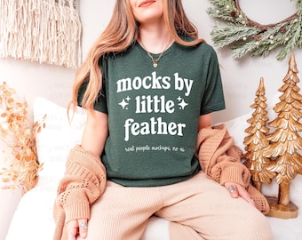 Heather Forest Bella Canvas 3001 Christmas T-Shirt Mockup | Green BC3001 Holiday Shirt Mock-Up | Real Model | Cozy Boho Winter Aesthetic