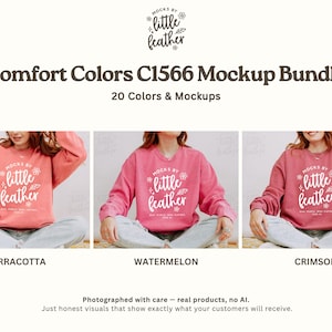 Comfort Colors 1566 Tröja Mockup Bundle | C1566 Rundkragetröja Mockups | Riktiga CC 1566 Livsstilsmodell Mockups | Alla 20 POD-färger bild 4