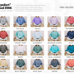 Carta de colores Comfort Colors 1566, recursos de impresión bajo demanda y sublimación, carta de colores para sudaderas unisex, carta de colores de Printify Swiftpod