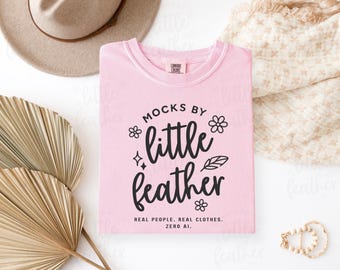 Comfort Colors 1717 Mockup (Color: Blossom) | C1717 Folded Flat Lay T-Shirt | Real Product, No Ai