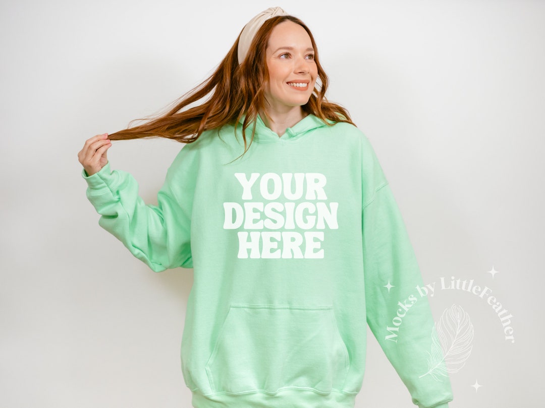 Gildan 18500 Mint Green Hoodie Mockup Gildan 18500 Mint Green Sweater