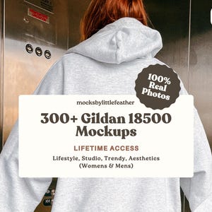 Gildan 18500 Hoodie Mockup Bundle | G18500 Lifetime Access | Real Model Sweater Mock Up | Trendy Oversized G185 Hooded Sweatshirt Mock-Up