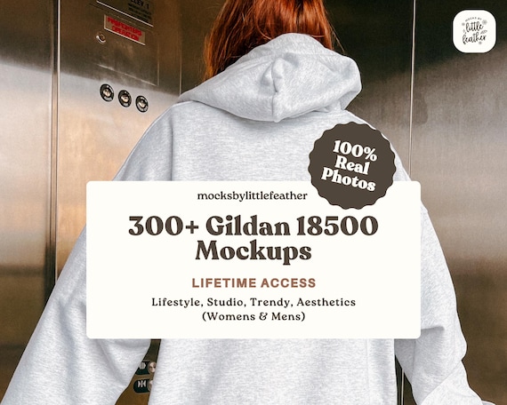 Gildan 18500 Hoodie Mockup Bundle | G18500 Lifetime Access | Real Model Sweater Mock Up | Trendy Oversized G185 Hooded Sweatshirt Mock-Up