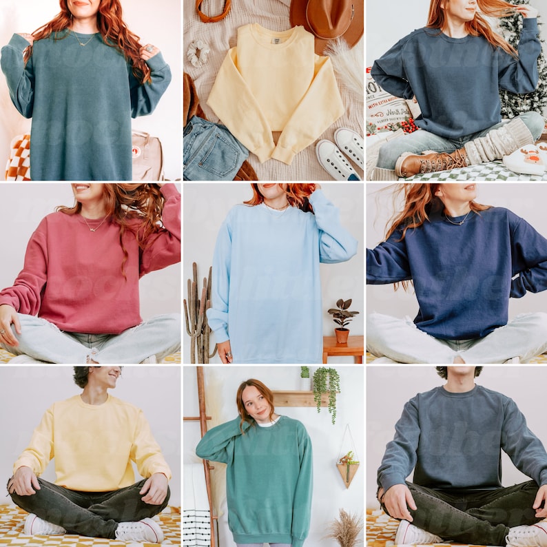Comfort Colors 1566 Mockup-paket | C1566 Livstidsåtkomst | CC-tröja Mockup | Rundkragetröja Mockup | Trendig, mysig och enkel estetik bild 9
