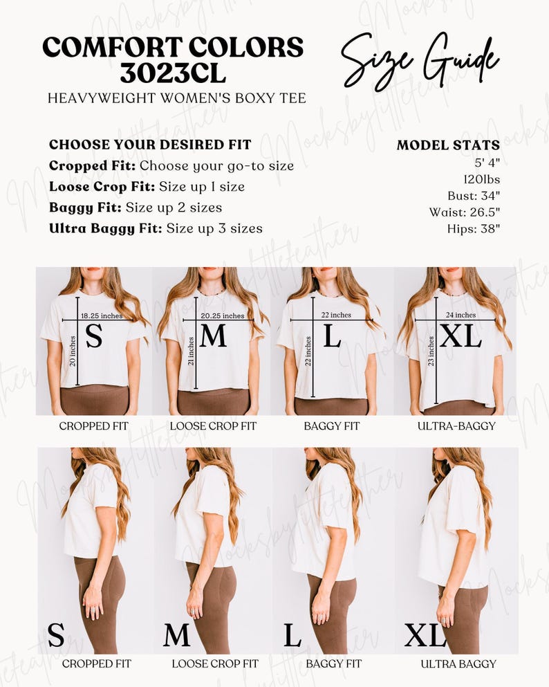 Comfort Colors 3023CL Size Guide and Size Chart