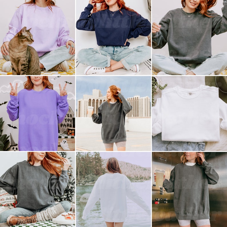 Comfort Colors 1566 Mockup-paket | C1566 Livstidsåtkomst | CC-tröja Mockup | Rundkragetröja Mockup | Trendig, mysig och enkel estetik bild 10
