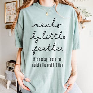 Maqueta de la Bahía Comfort Colors 1717, maqueta de camiseta extragrande C1717, maqueta de camisa moderna y bonita C1717, maqueta de modelo real simple, tabla de tallas y guía