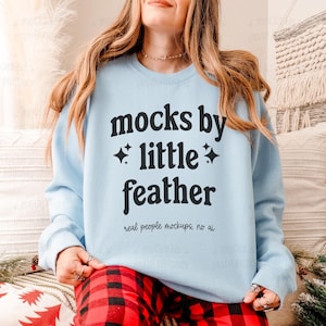 Light Blue Gildan 18000 Christmas Crewneck Mockup | G180 Sweatshirt Mock Up | Real Model Sweater Mock-Ups | Trendy Fall Holiday Aesthetic