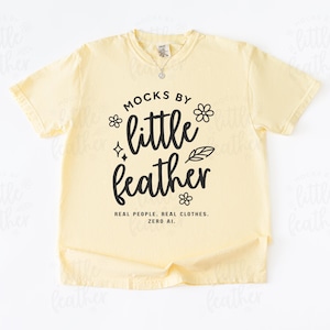 Banana Comfort Colors 1717 T-shirt platt lay-modell | Gul C1717 T-shirt ovikt modell | CC T-shirt-modell | Verklig produkt, enkel estetik