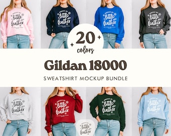 Gildan 18000 Sweatshirt Mockup Bundle | G180 Mockup - 20 Popular Colors | Real Model, No Ai