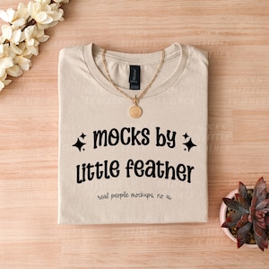 Sand Gildan 64000 Mockup | G640 Flat Lay Shirt Mock Up | G64000 Folded T-shirt Mock-up | Trendy Cozy Simple Neutral Aesthetic T Shirt