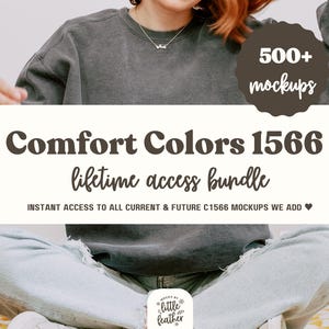 Comfort Colors 1566 モックアップバンドル | C1566 生涯アクセス | CC スウェットシャツ モックアップ | クルーネック セーター モックアップ | トレンディで着心地の良いシンプルな美的デザイン