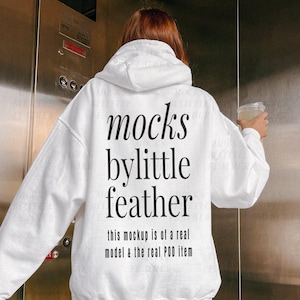 White Gildan 18500 Hoodie Mockup, Real Model Lifestyle (Digital Download)