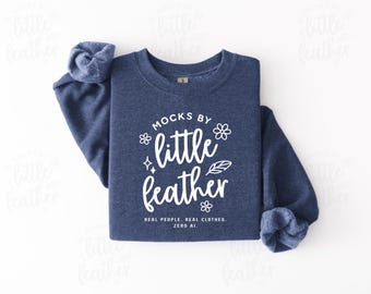 Gildan 18000 Heather Sport Dark Navy Crewneck Sweatshirt Mockup | Simple Minimal Folded Flat Lay