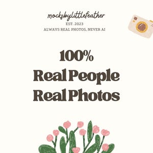 The image is a mockup of a website or social media post, featuring a camera, flowers, and text.