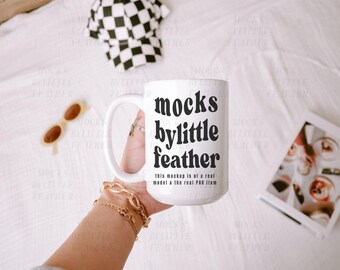 Mug Mockup, 15oz Coffee Mug, Boho Mockup 15oz, Mug Aesthetic Mockup, White Coffee Cup Mockup, Mug POD Mockup, Retro Mockup Mug