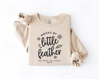 Gildan 18000 Sand Crewneck Sweatshirt Mockup | Simple Minimal Folded Flat Lay