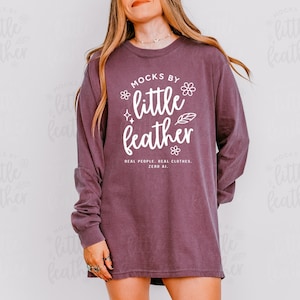 Berry Comfort Colors 6014 Mockup | Purple C6014 Long Sleeve Shirt Mock Up | Oversized Print on Demand Tshirt Mock-Up | Real Model Mockups