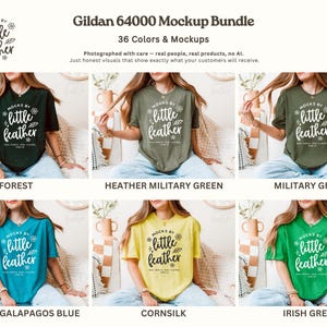 Gildan 64000 T Shirt Mockup Bundle | G64000 T-shirt Mock-Up | G640 Tee Mock Up | Real Human Model | Trendy Warm Cozy Boho Minimal Aesthetic image 7