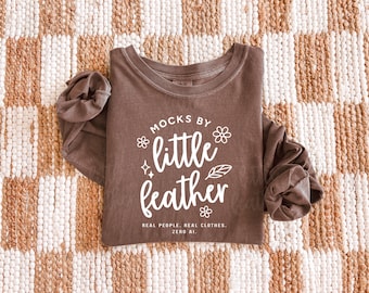 Comfort Colors 6014 Mockup (Color: Espresso) | Long Sleeve T-Shirt Folded Flat Lay | Real Model, No Ai