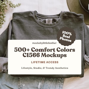Comfort Colors 1566 Lifetime Access Mockup Bundle. C1566 Crewneck Sweatshirt mockups by MocksByLittleFeather.