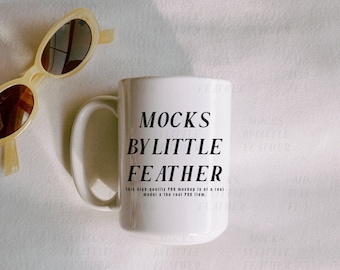 15oz White Coffee Mug Mockup, Boho Retro Lifestyle (Digital Download)