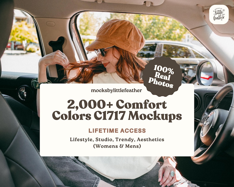 Comfort Colors 1717 Mockup Bundle | C1717 Tshirt Mock-Up | Real Womens, Mens, Flat Lay Mocks, No Ai | Lifetime Access + Size Charts Included | MocksByLittleFeather