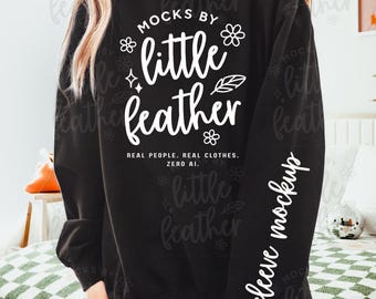 Comfort Colors 1466 Black Mockup, 1466 Mockup Black, Comfort Colors Sweatshirt Mockup, Lightweight Crewneck Sleeve Mockup, 1466 Size Chart