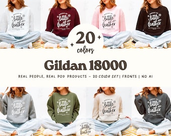 Gildan 18000 Mockup Bundle | G180 Sweatshirt Mockup Bundle | G18000 Sweater Mockup | Real Model & Real POD Product | Simple Cozy Neutral