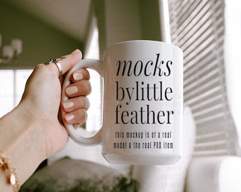 Mug Mockup, 15oz Coffee Mug, Boho Mockup 15oz, Mug Aesthetic Mockup, White Coffee Cup Mockup, Mug POD Mockup, Retro Mockup Mug