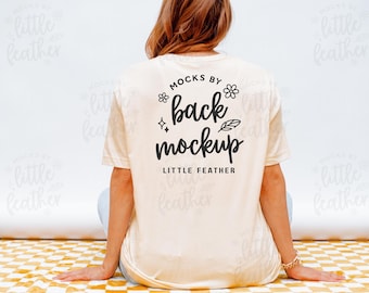 Bella Canvas 3001 Mockup (Color: Natural) | BC3001 Back of Shirt Mockup | Real Model, No Ai