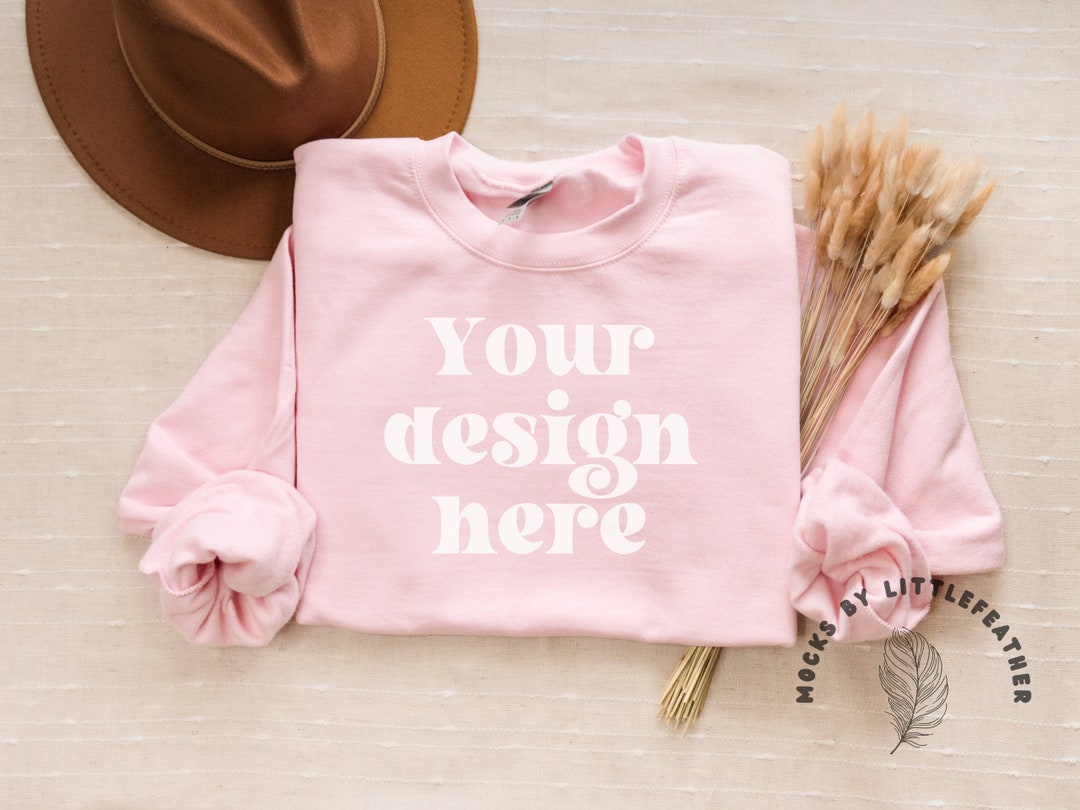 Gildan 18000 Mockup Light Pink Boho Sweatshirt Crewneck Mock Etsy