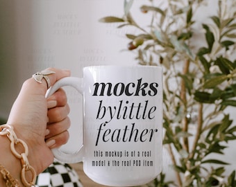 Mug Mockup, 15oz Coffee Mug, Boho Mockup 15oz, Mug Aesthetic Mockup, White Coffee Cup Mockup, Mug POD Mockup, Retro Mockup Mug