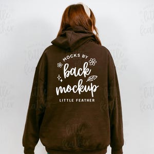 Gildan 18500 Dark Chocolate Hoodie Mockup Back of Hoodie Gildan 18500 Dark Chocolate Sweater Model Mock Dark Chocolate Oversize Hoodie Mock