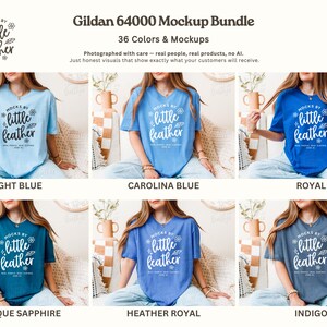 Gildan 64000 T Shirt Mockup Bundle | G64000 T-shirt Mock-Up | G640 Tee Mock Up | Real Human Model | Trendy Warm Cozy Boho Minimal Aesthetic image 6