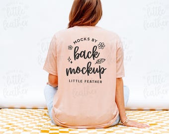 Bella Canvas 3001 Mockup (Color: Heather Peach) | BC3001 Back of Shirt Mockup | Real Model, No Ai