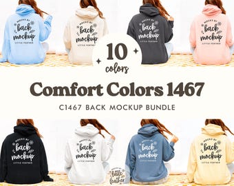 Comfort Colors 1467 Hoodie Back Mockup Bundle | Minimal Sweatshirt Mockups (10 Colors)