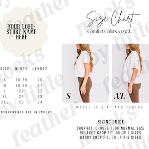 Comfort Colors 3023CL Women's Heavyweight Boxy Tee Sizing Guide