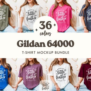 Gildan 64000 T Shirt Mockup Bundle | G64000 T-shirt Mock-Up | G640 Tee Mock Up | Real Human Model | Trendy Warm Cozy Boho Minimal Aesthetic