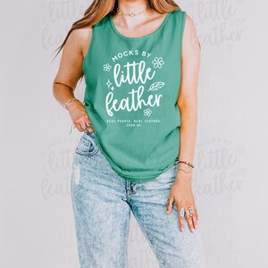 Comfort Colors 9360 Light Green Mockup, Trendy Real Model Simple Tank Top, Cute C9360 Minimal Summer Casual Aesthetic POD Shirt Mock-Up